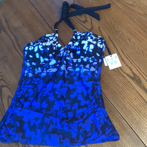 NWT Calvin Klein Atlantis Ombré Tankini Top Sz S - Picture 5 of 11